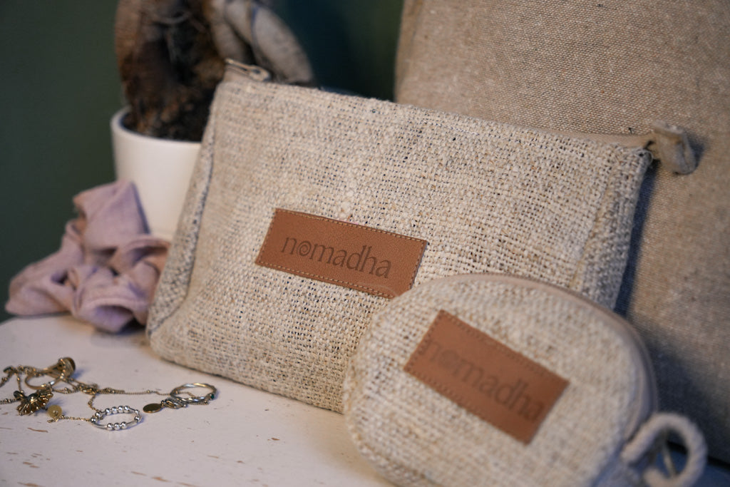 nomadha kleine Tasche für Essentials aus Hanf und Baumwolle